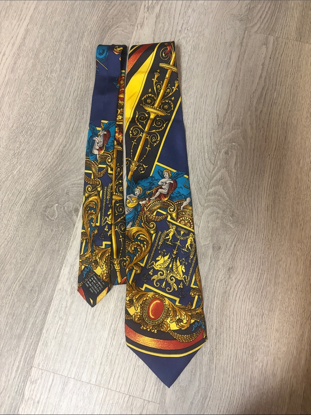 Versace Navy, Gold & Red Baroque Silk Tie - Men Accessories